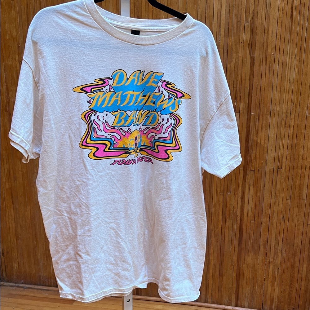 Dave Matthew’s Band Tour Band Tee White Tee with Vibrant Graphic